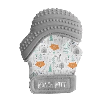 Malarkey Kids Munch Mitt Teething Mitten, Grey Fox product photo