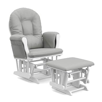 Storkcraft Premium Hoop Glider and Ottoman, White/Light Gray